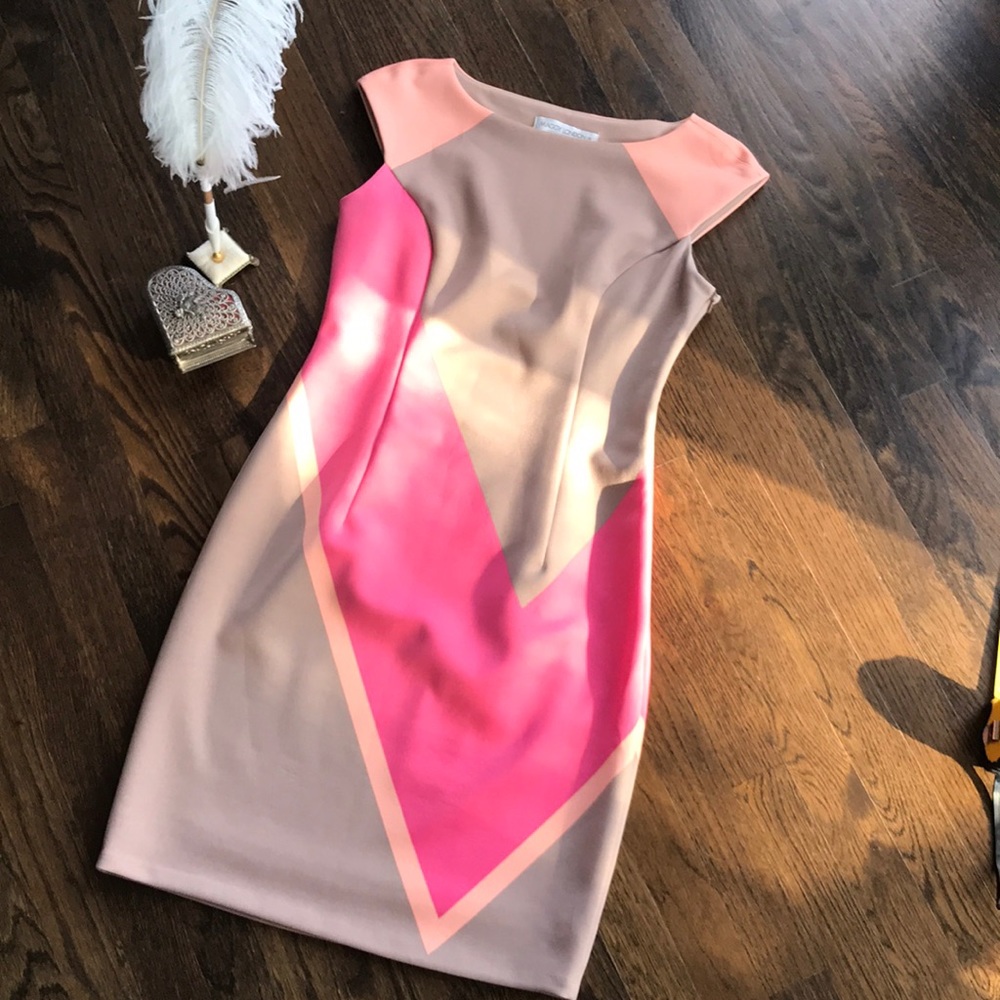 Maggy London Pink, tan/orange/pink dress size 6